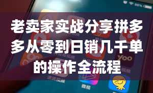 老卖家实战分享拼多多从零到日销几千单的操作全流程