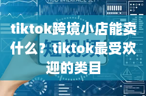 tiktok跨境小店能卖什么？tiktok最受欢迎的类目