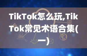 TikTok怎么玩,TikTok常见术语合集(一)