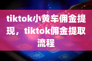 tiktok小黄车佣金提现，tiktok佣金提取流程