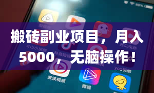 搬砖副业项目，月入5000，无脑操作！