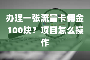 办理一张流量卡佣金100块？项目怎么操作