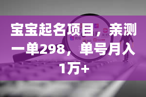 宝宝起名项目，亲测一单298，单号月入1万+