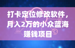 打卡定位修改软件，月入2万的小众蓝海赚钱项目