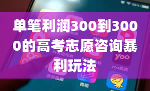 单笔利润300到3000的高考志愿咨询暴利玩法