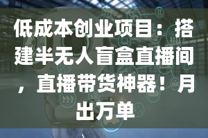 低成本创业项目：搭建半无人盲盒直播间，直播带货神器！月出万单