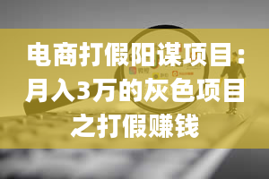 电商打假阳谋项目：月入3万的灰色项目之打假赚钱