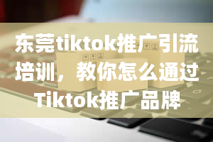 东莞tiktok推广引流培训，教你怎么通过Tiktok推广品牌