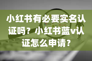 小红书有必要实名认证吗？小红书蓝v认证怎么申请？