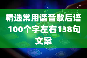 精选常用谐音歇后语100个字左右138句文案