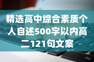 精选高中综合素质个人自述500字以内高二121句文案