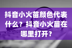 抖音小火苗颜色代表什么？抖音小火苗在哪里打开？