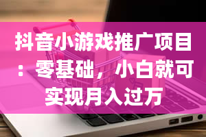 抖音小游戏推广项目：零基础，小白就可实现月入过万