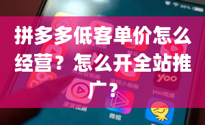 拼多多低客单价怎么经营？怎么开全站推广？