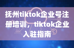 抚州tiktok企业号注册培训，tiktok企业入驻指南