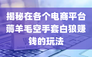 揭秘在各个电商平台薅羊毛空手套白狼赚钱的玩法