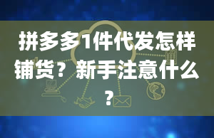 拼多多1件代发怎样铺货？新手注意什么？