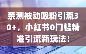 亲测被动吸粉引流30+，小红书0门槛精准引流新玩法！