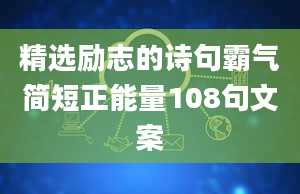 精选励志的诗句霸气简短正能量108句文案