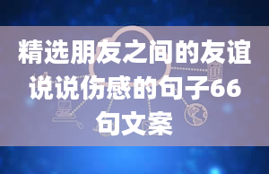 精选朋友之间的友谊说说伤感的句子66句文案