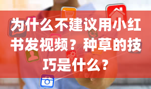 为什么不建议用小红书发视频？种草的技巧是什么？