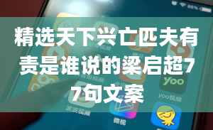 精选天下兴亡匹夫有责是谁说的梁启超77句文案