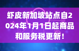 虾皮新加坡站点自2024年1月1日起商品和服务税更新！