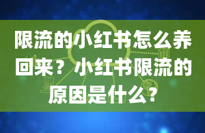 限流的小红书怎么养回来？小红书限流的原因是什么？