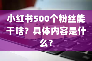 小红书500个粉丝能干啥？具体内容是什么？