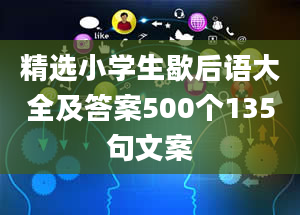 精选小学生歇后语大全及答案500个135句文案