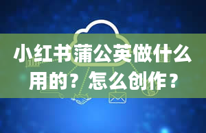 小红书蒲公英做什么用的？怎么创作？