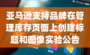 亚马逊支持品牌在管理库存页面上创建标题和图像实验公告