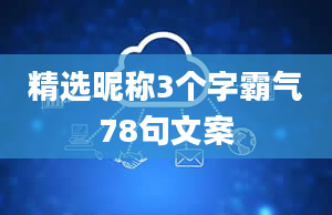 精选昵称3个字霸气78句文案