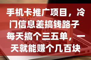 手机卡推广项目，冷门信息差搞钱路子 每天搞个三五单，一天就能赚个几百块