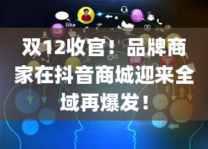 双12收官！品牌商家在抖音商城迎来全域再爆发！