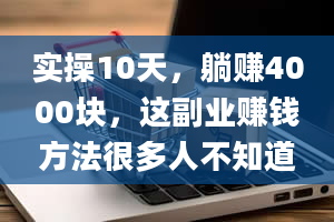 实操10天，躺赚4000块，这副业赚钱方法很多人不知道