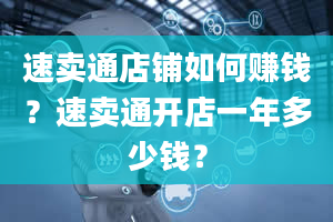 速卖通店铺如何赚钱？速卖通开店一年多少钱？