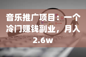 音乐推广项目：一个冷门赚钱副业，月入2.6w