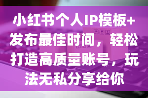 小红书个人IP模板+发布最佳时间，轻松打造高质量账号，玩法无私分享给你