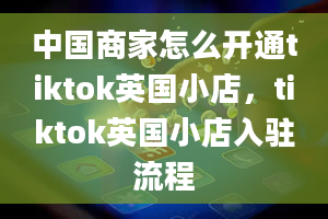 中国商家怎么开通tiktok英国小店，tiktok英国小店入驻流程