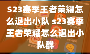 S23赛季王者荣耀怎么退出小队 s23赛季王者荣耀怎么退出小队群