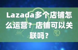 Lazada多个店铺怎么运营？店铺可以关联吗？