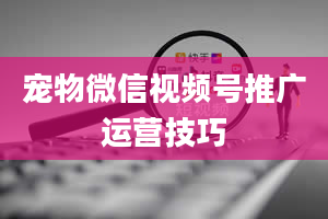 宠物微信视频号推广运营技巧