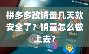 拼多多改销量几天就安全了？销量怎么做上去？