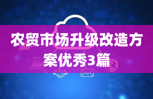 农贸市场升级改造方案优秀3篇