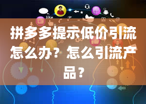 拼多多提示低价引流怎么办？怎么引流产品？