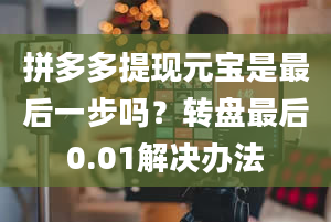 拼多多提现元宝是最后一步吗？转盘最后0.01解决办法