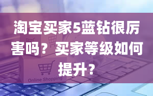 淘宝买家5蓝钻很厉害吗？买家等级如何提升？