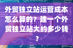 外贸独立站运营成本怎么算的？建一个外贸独立站大约多少钱？