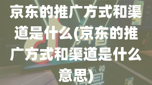 京东的推广方式和渠道是什么(京东的推广方式和渠道是什么意思)